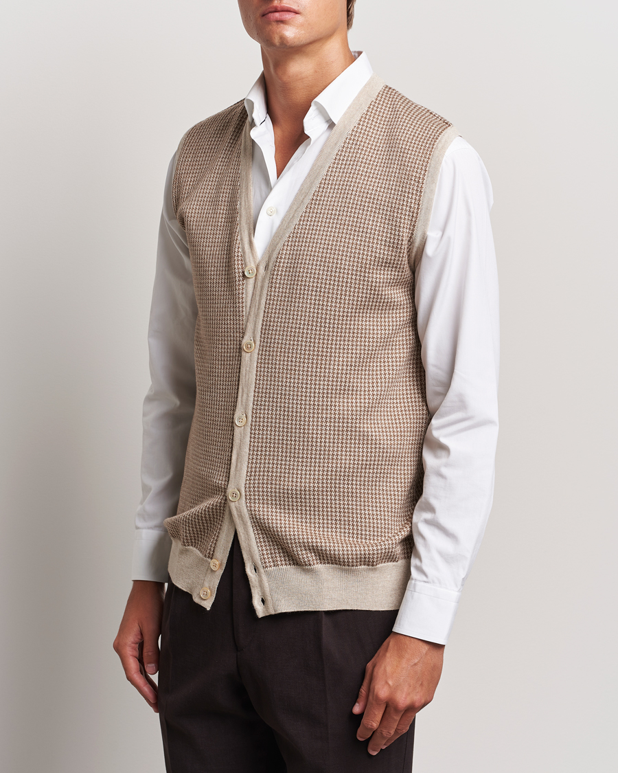 Men |  | Stenströms | Pepita Merino Wool Vest Brown