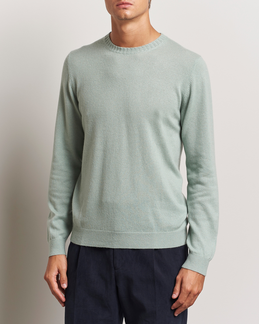 Men | Cashmere sweaters | Stenströms | Cashmere Crewneck Light Green