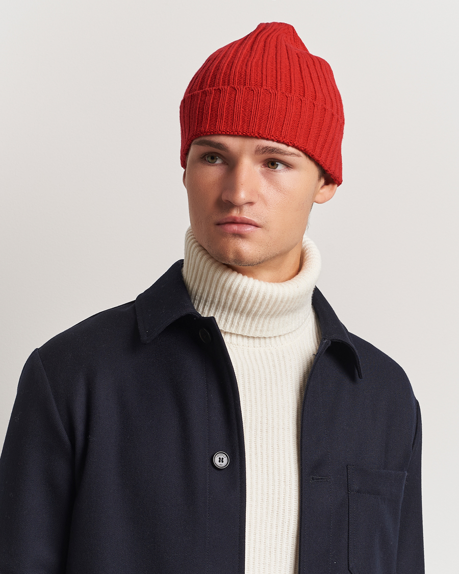 Men |  | Stenströms | Ribbed Cotton/Cashmere Hat Red