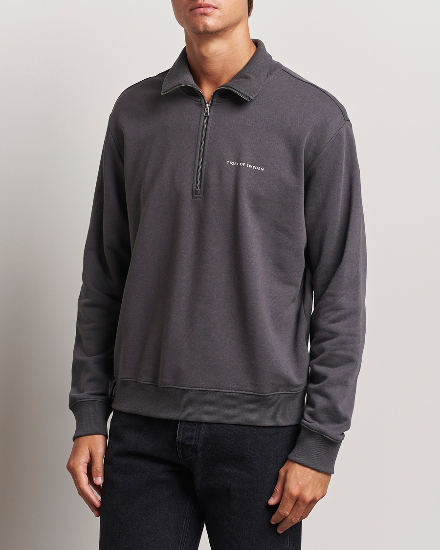 Men |  | Tiger of Sweden | Marlon Half Zip Sweatshirt Charcoal