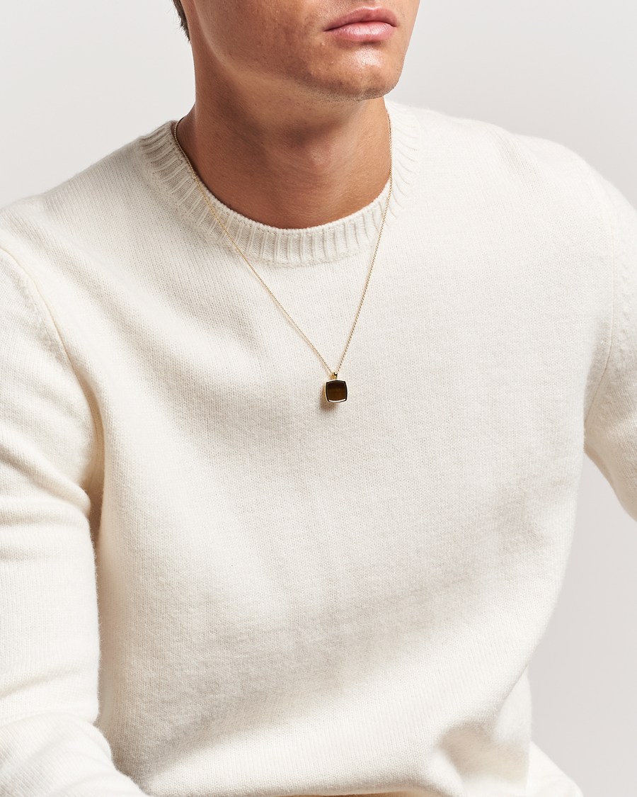 Men |  | Tom Wood | Cushion Pendant Tiger Eye Gold