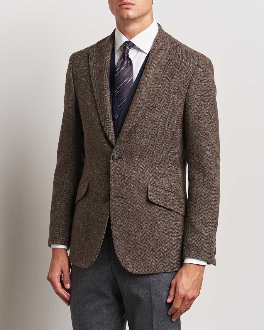 Men | Smart Casual | Walker Slater | Edward Lambswool Herringbone Blazer Brown