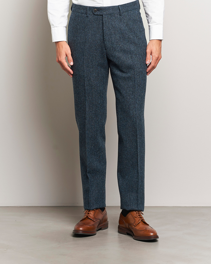 Men | Business Casual | Walker Slater | Edward Wool Donegal Trousers Navy