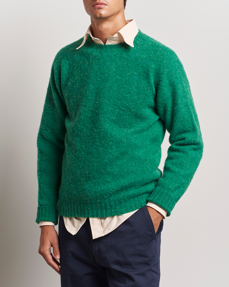 Men |  | Drake\'s | Brushed Shetland Crew Pixie Green