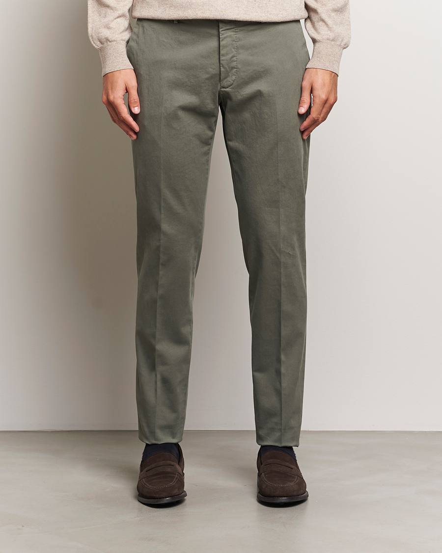 Men |  | Incotex | Slim Fit Cotton Stretch Chinos Dark Green