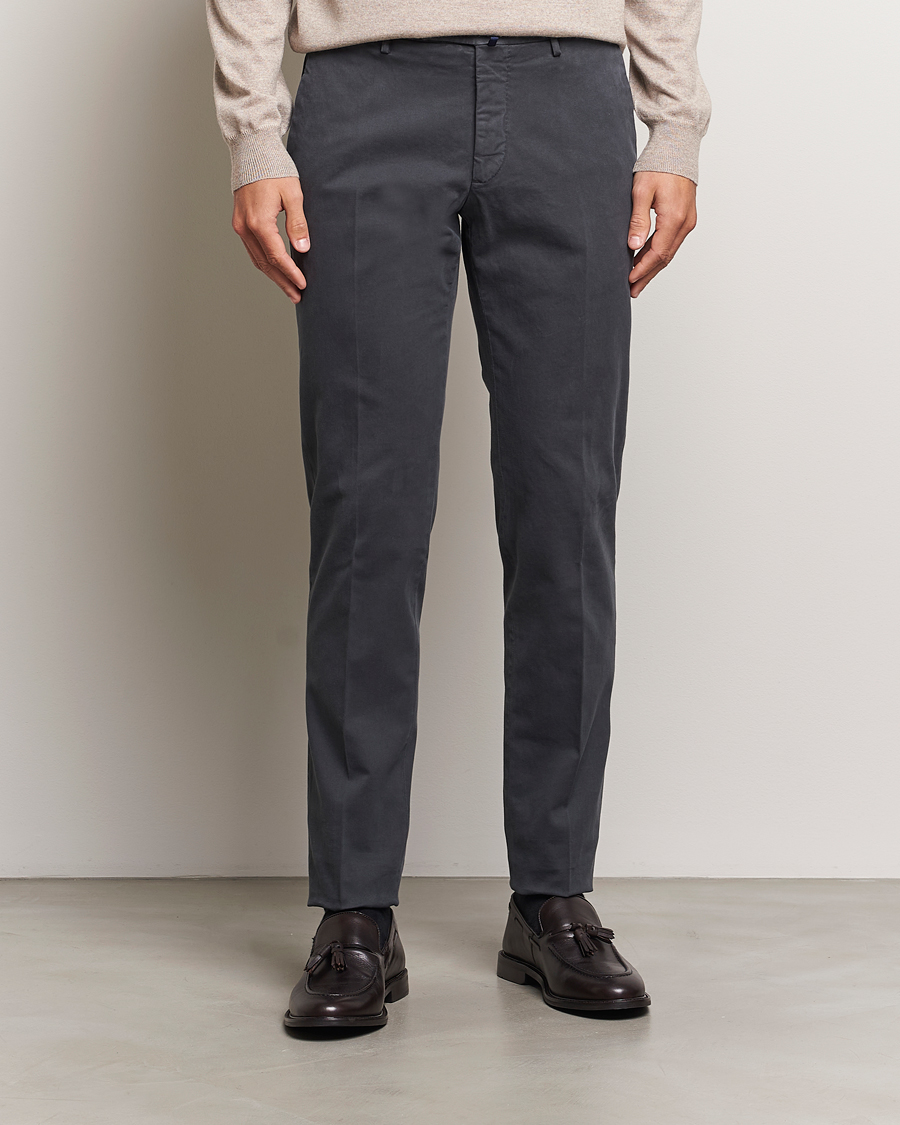 Men |  | Incotex | Slim Fit Cotton Stretch Chinos Dark Grey