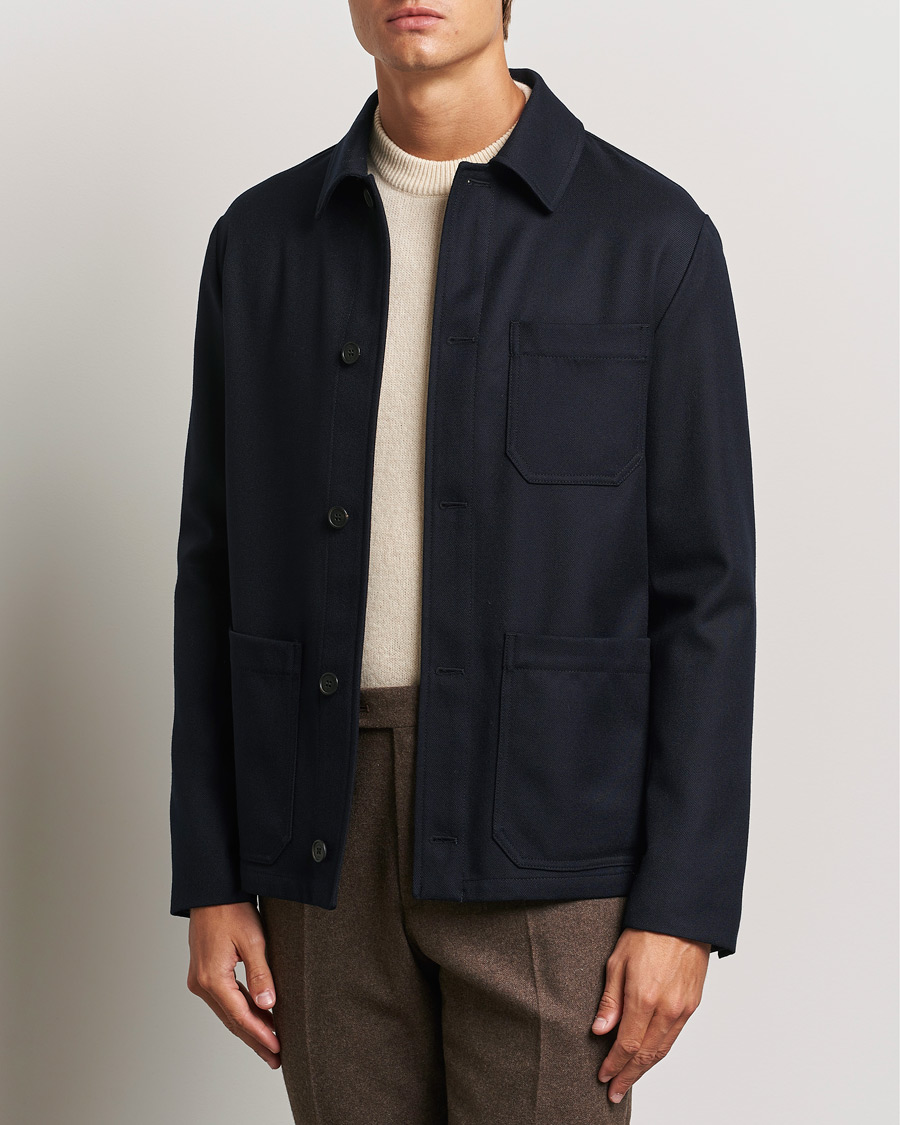 Men | Formal jackets | Incotex | Wool Cover Shirt Jacket Navy