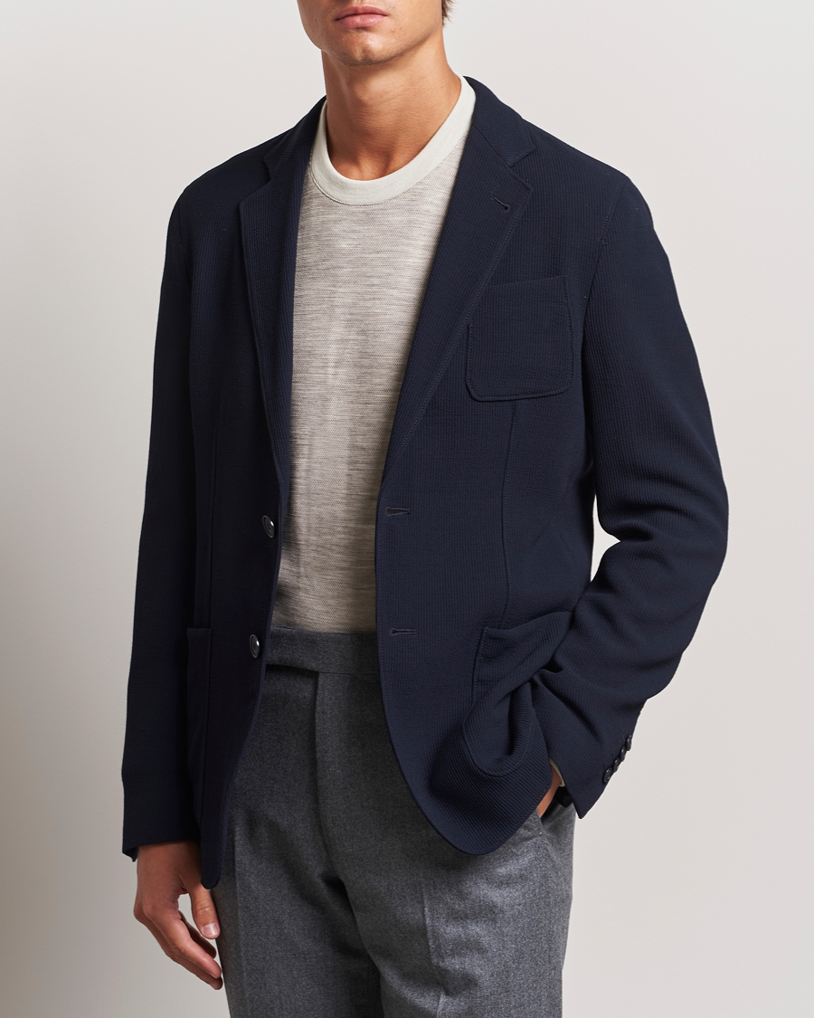 Men |  | Giorgio Armani | Stretch Wool Blazer Navy