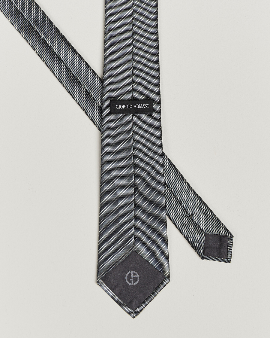 Men |  | Giorgio Armani | Striped Silk Tie Steel Grey