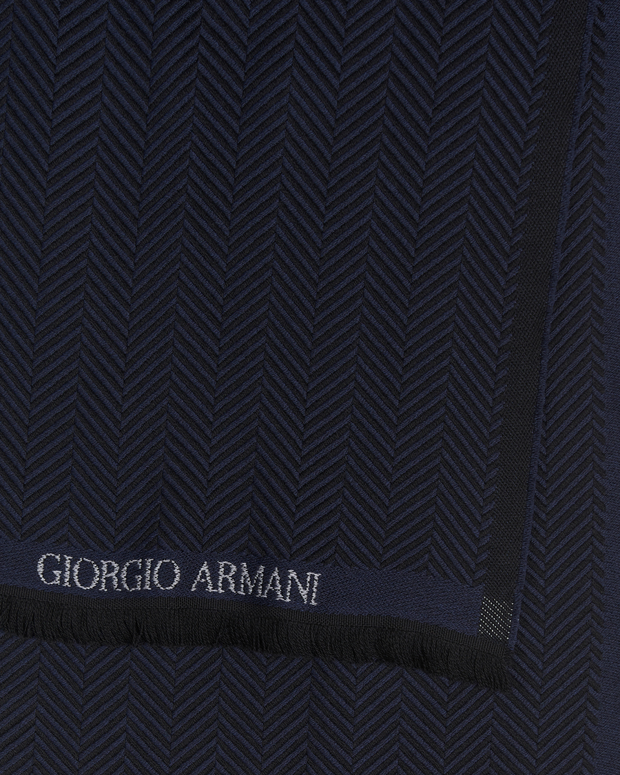 Men |  | Giorgio Armani | Wool Chevron Scarf Navy