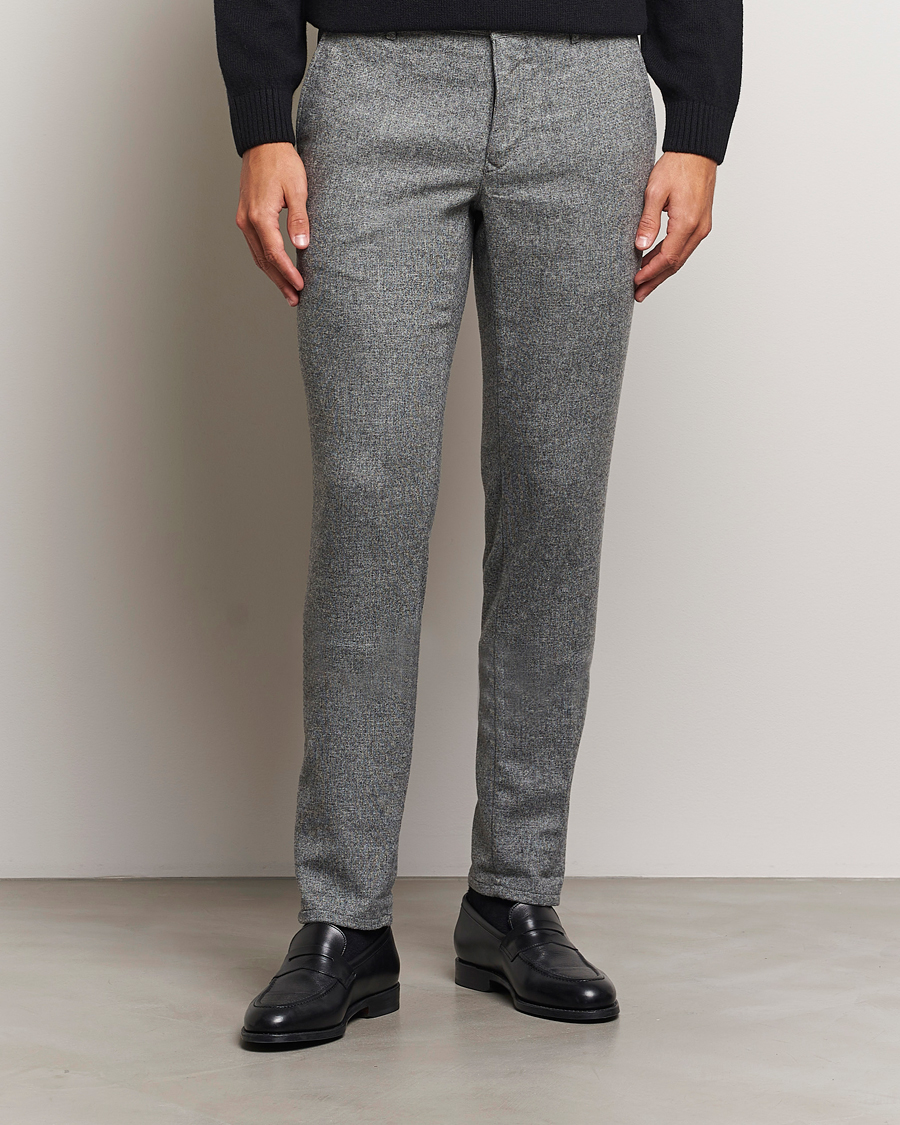 Men |  | Incotex | Slim Fit Washed Wool Stretch Slacks Light Grey