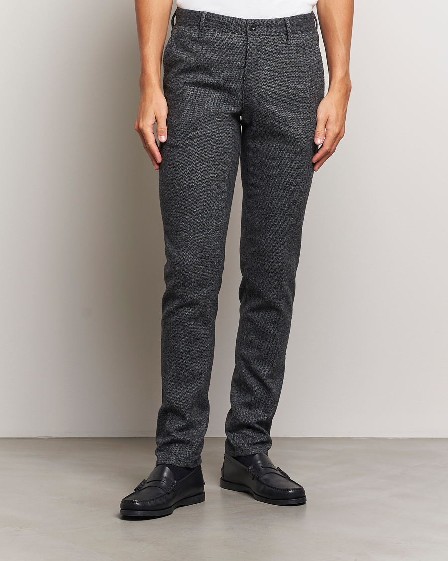 Men |  | Incotex | Slim Fit Washed Wool Stretch Slacks Dark Grey