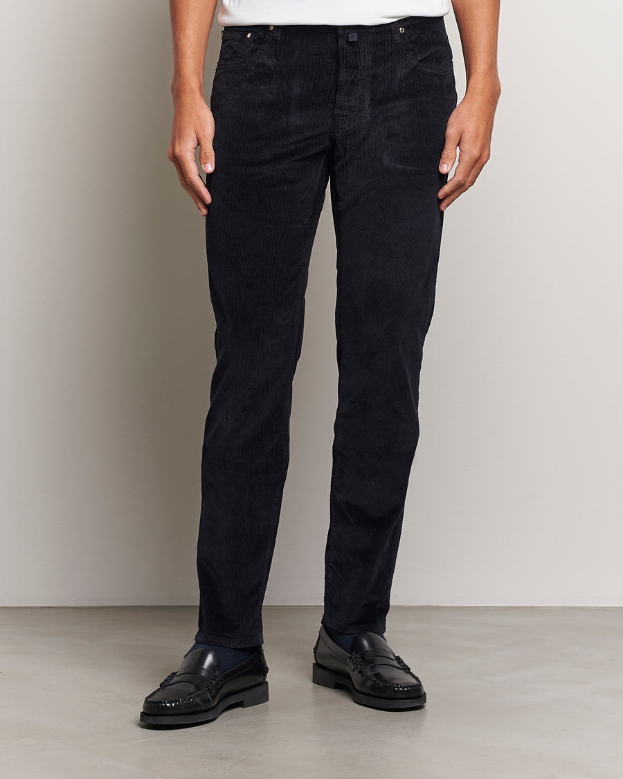 Men |  | Jacob Cohën | Bard 5-Pocket Medium Corduroy Trousers Navy