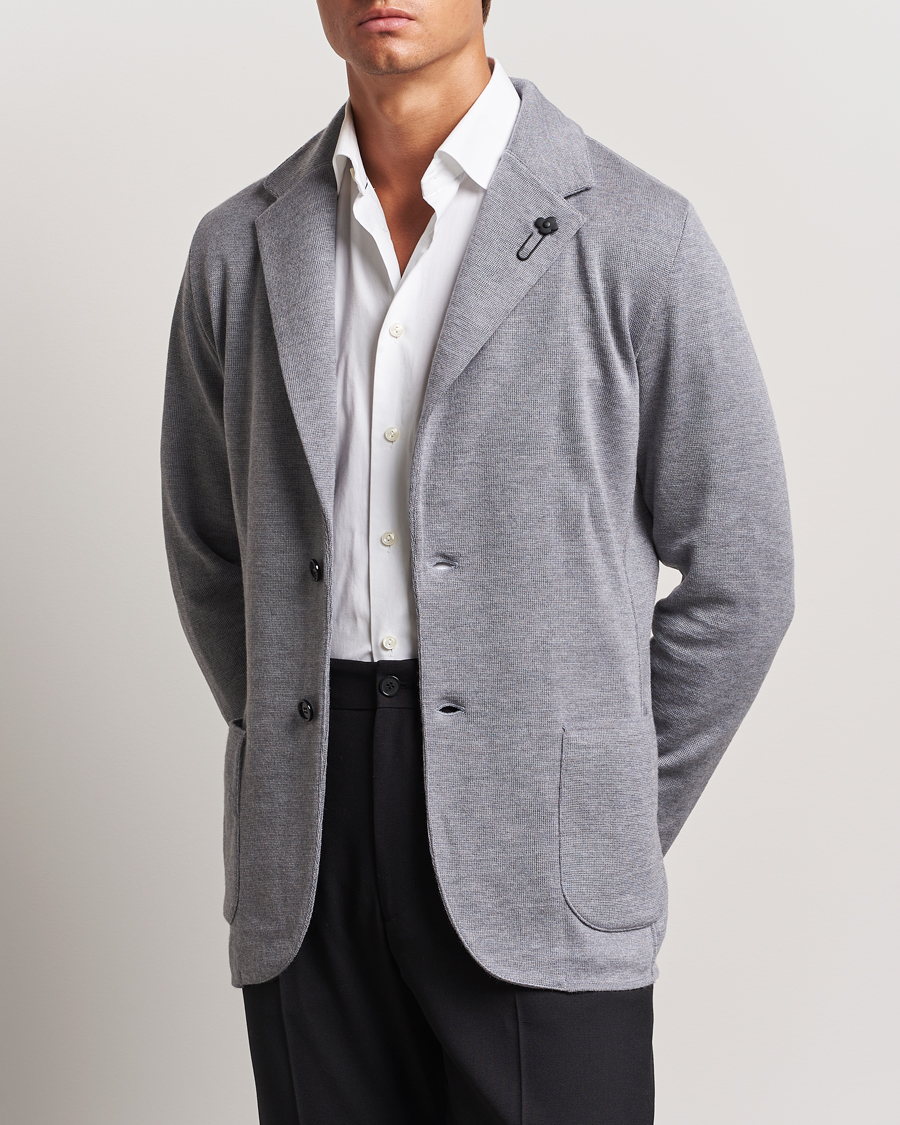 Men | Lardini | Lardini | Knitted Wool Blazer Grey