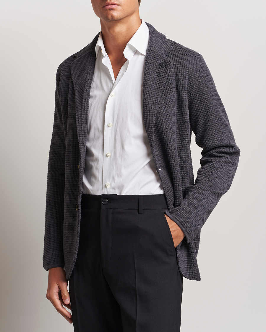 Men |  | Lardini | Knitted Structure Wool Blazer Dark Grey