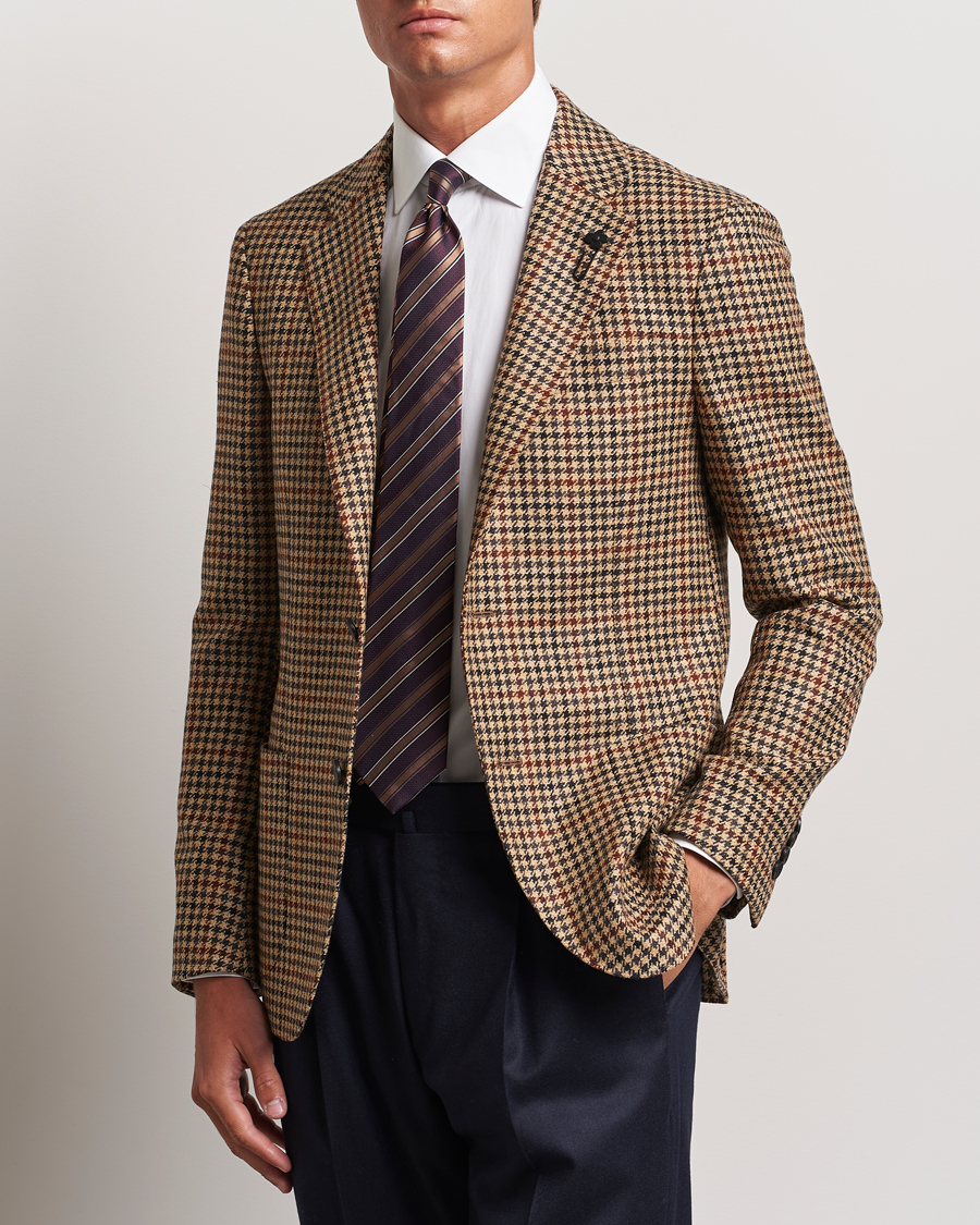 Men |  | Lardini | Checked Wool/Cashmere Blazer Beige/Brown