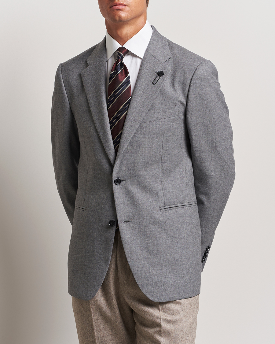 Men | Lardini | Lardini | Wool Flannel Blazer Light Grey