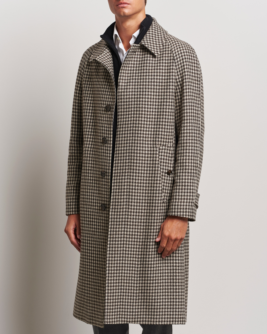 Men | Coats | Lardini | Houndstooth Wool/Cashmere Coat Brown