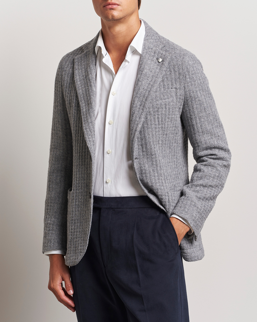 Men | Italian Department | L.B.M. 1911 | Knitted Punto Wool Structure Blazer Grey