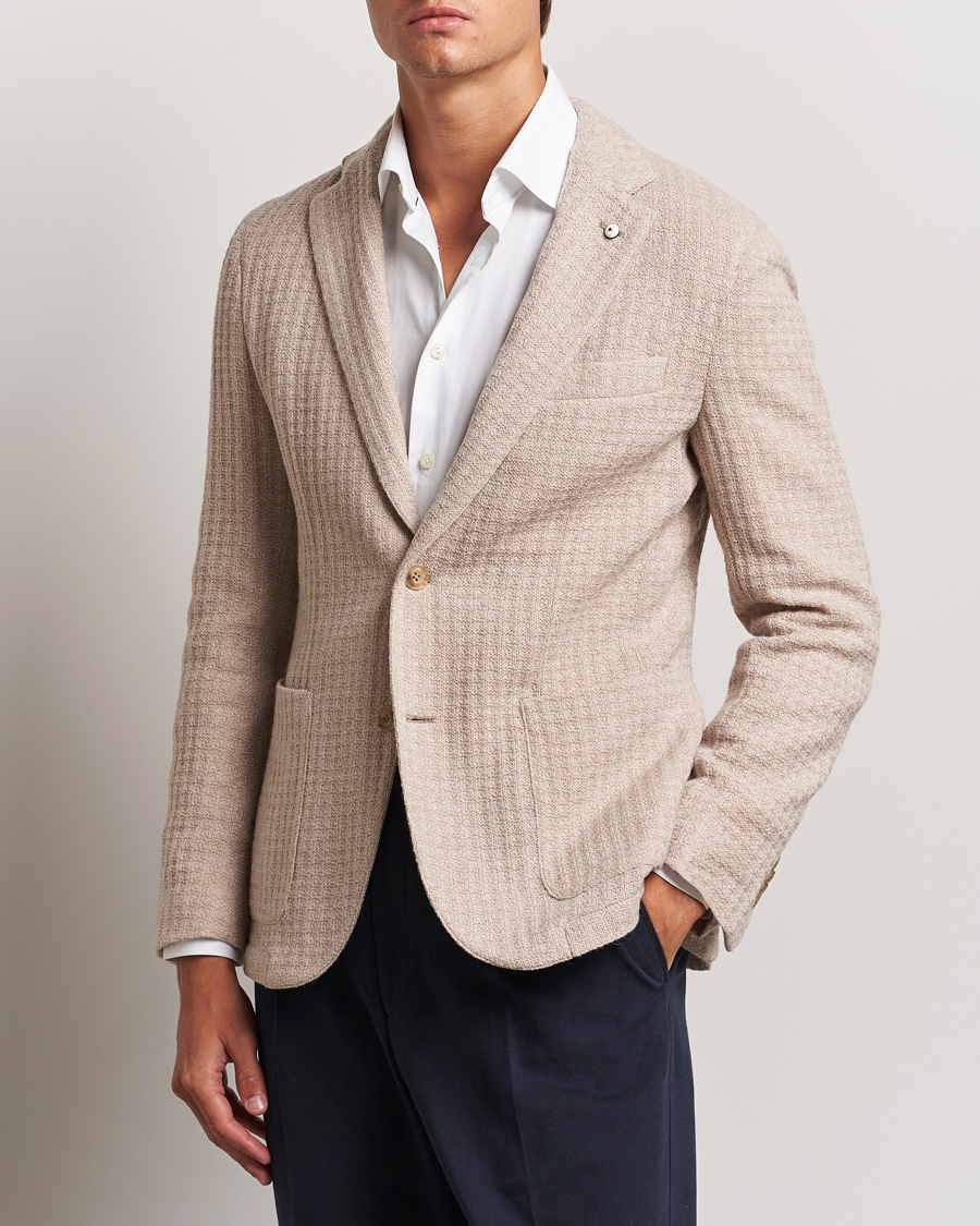 Men |  | L.B.M. 1911 | Knitted Punto Wool Structure Blazer Camel