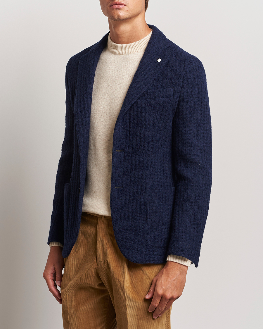 Men |  | L.B.M. 1911 | Knitted Punto Wool Structure Blazer Navy