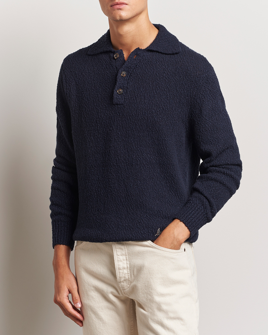 Men |  | LES DEUX | Errol Cotton Rugby Knit Dark Navy