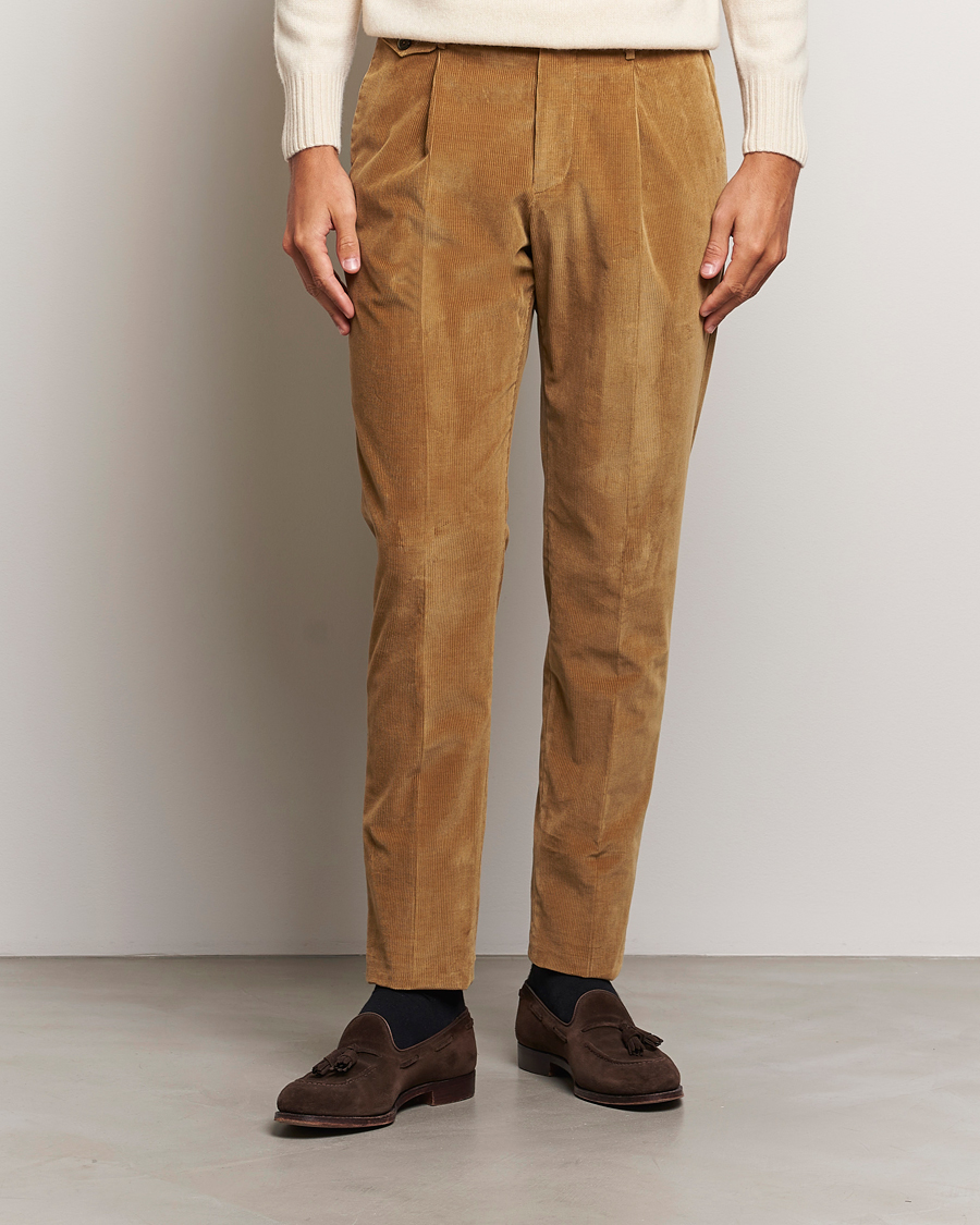 Men |  | PT01 | Slim Fit Corduroy Trousers Brown