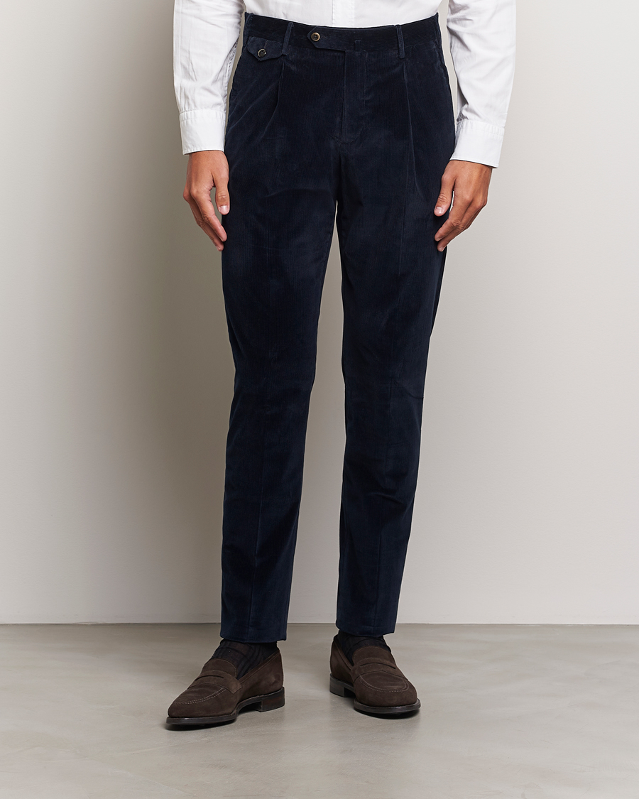 Men |  | PT01 | Slim Fit Corduroy Trousers Navy