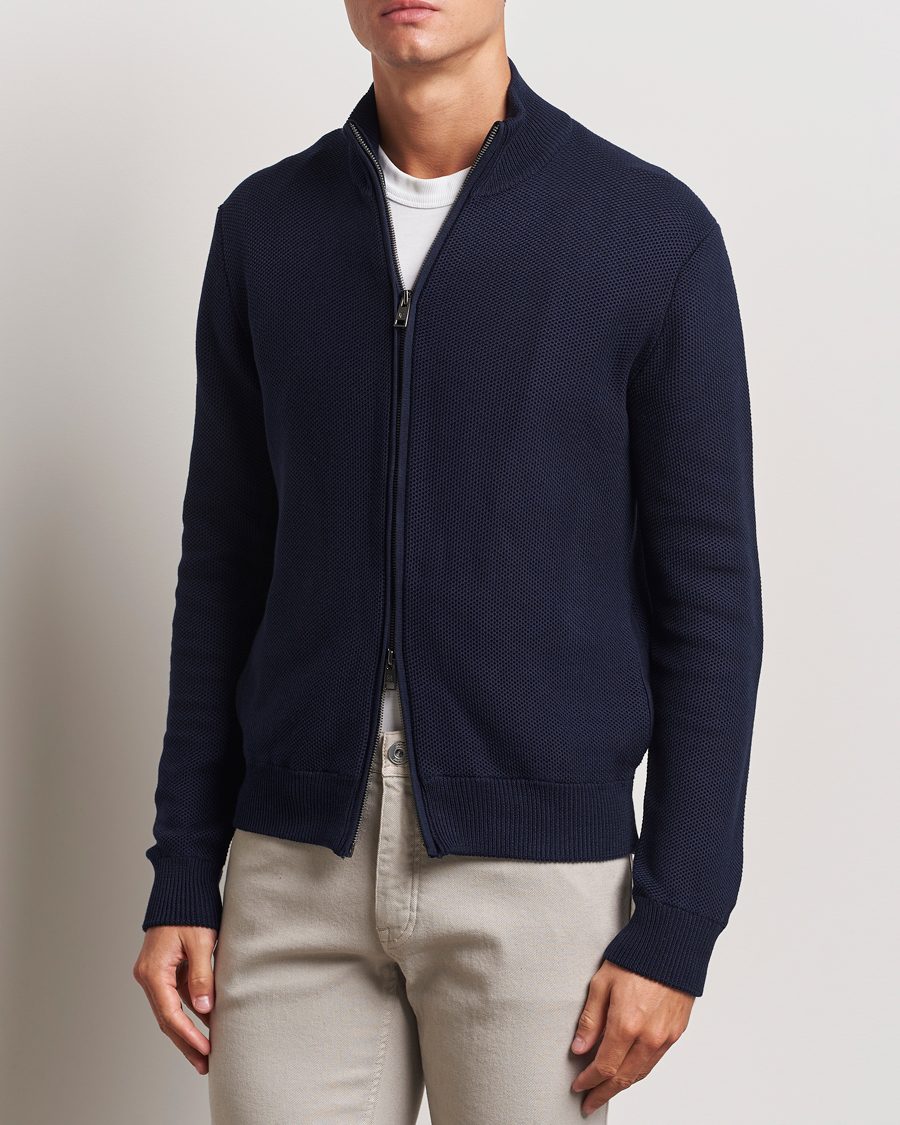 Men |  | Ralph Lauren Purple Label | Cotton/Silk Full Zip Sweater Navy