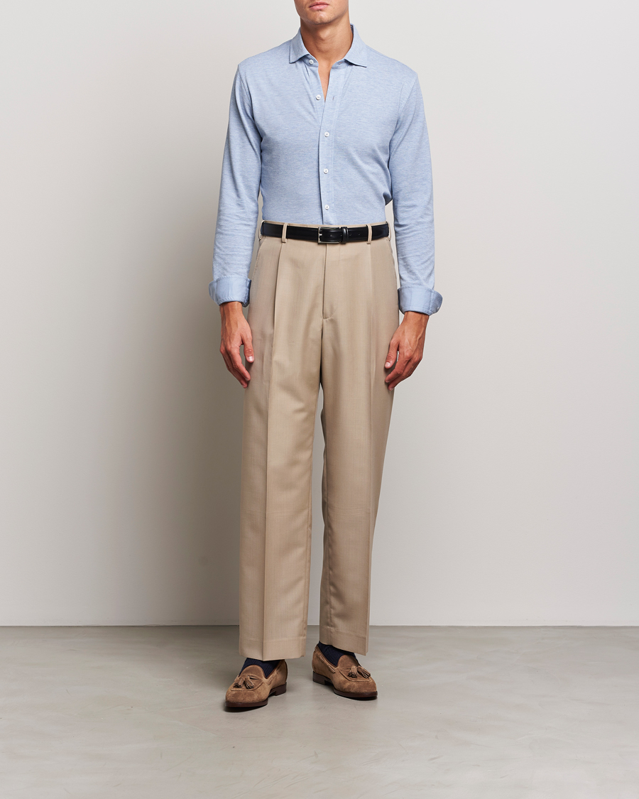Men |  | Ralph Lauren Purple Label | Cotton Piquet Shirt Light Blue