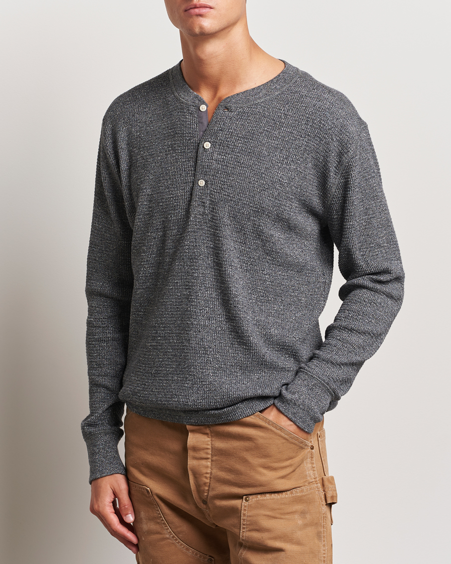 Men |  | RRL | Long Sleeve Henley Charcoal Heather