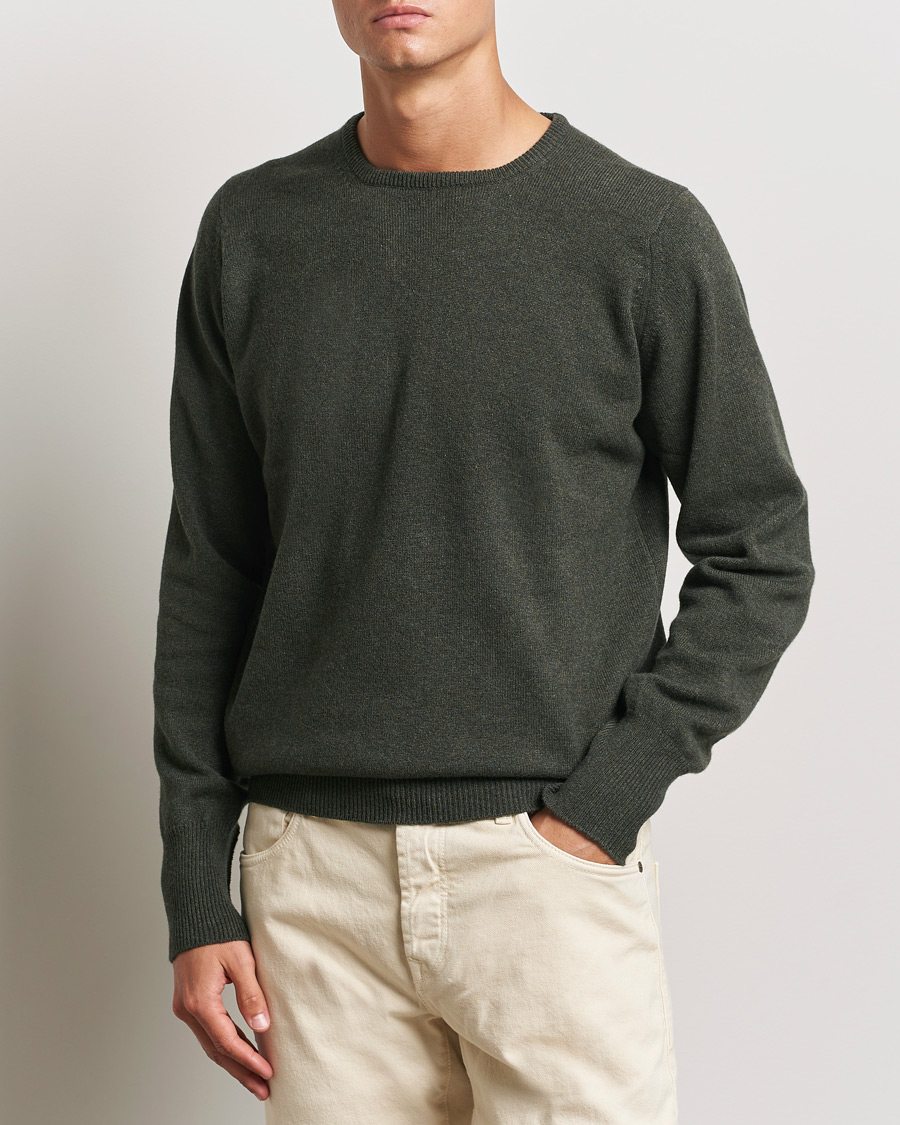 Men | Clothing | William Lockie | Rob Lambswool Crewneck Seaweed