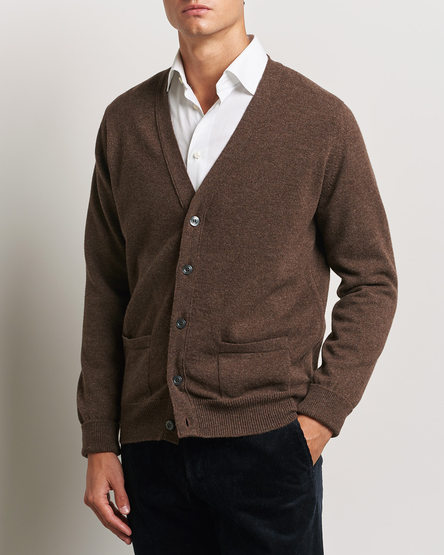 Men | William Lockie | William Lockie | Rob Lambswool Cardigan Mocha