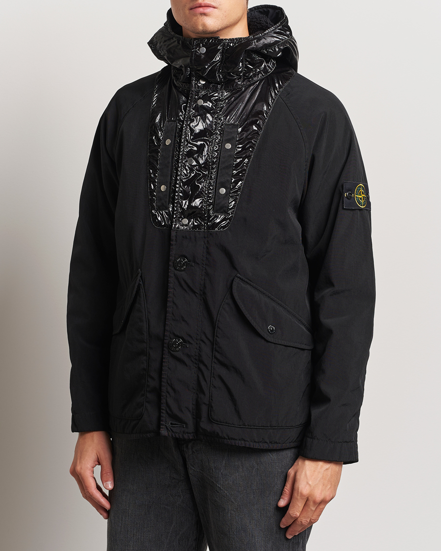 Men |  | Stone Island | Opaque Nylon Twill Garment Dyed Jacket Black