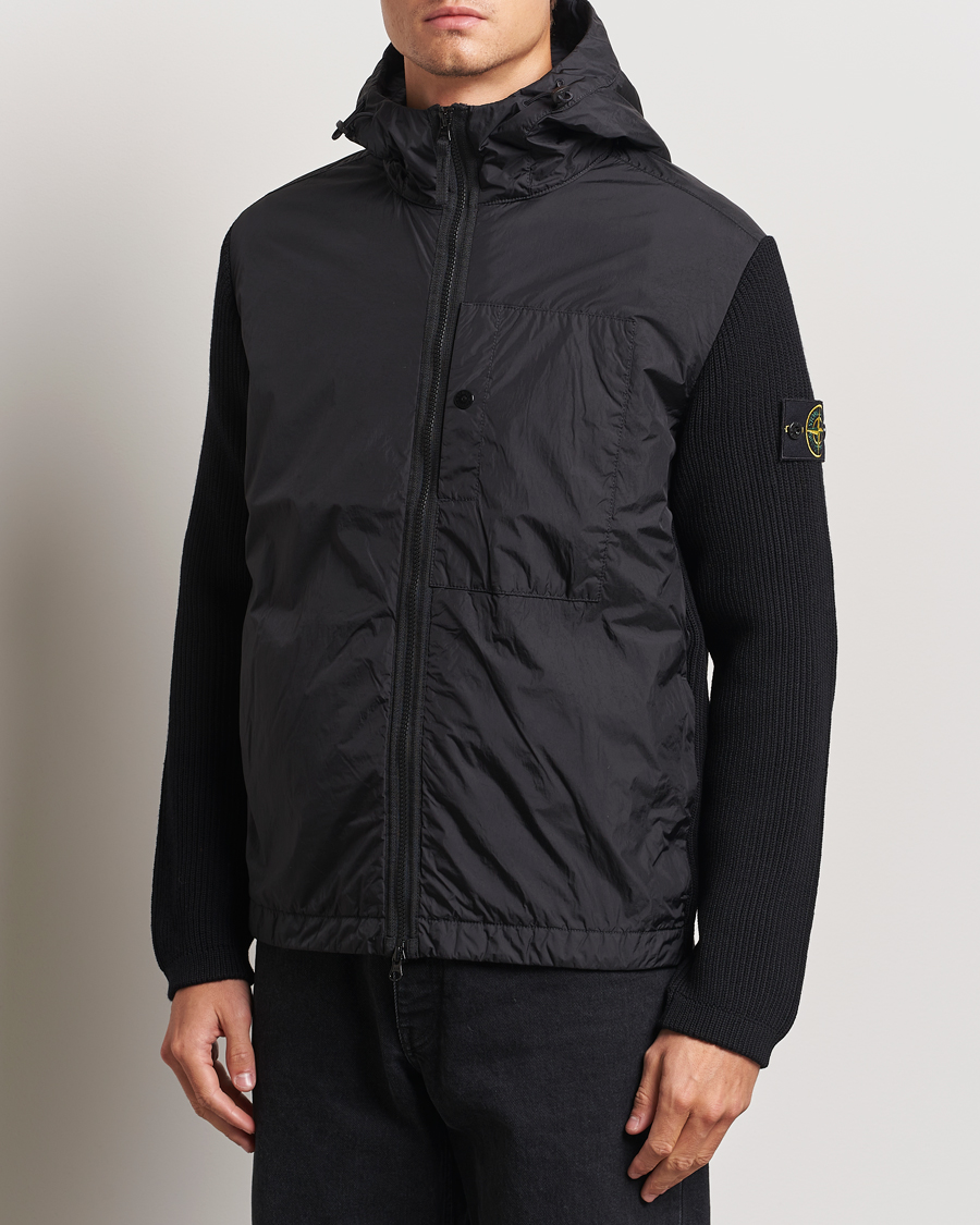 Men |  | Stone Island | Crinkle Reps Hybrid Wool Jacket Black