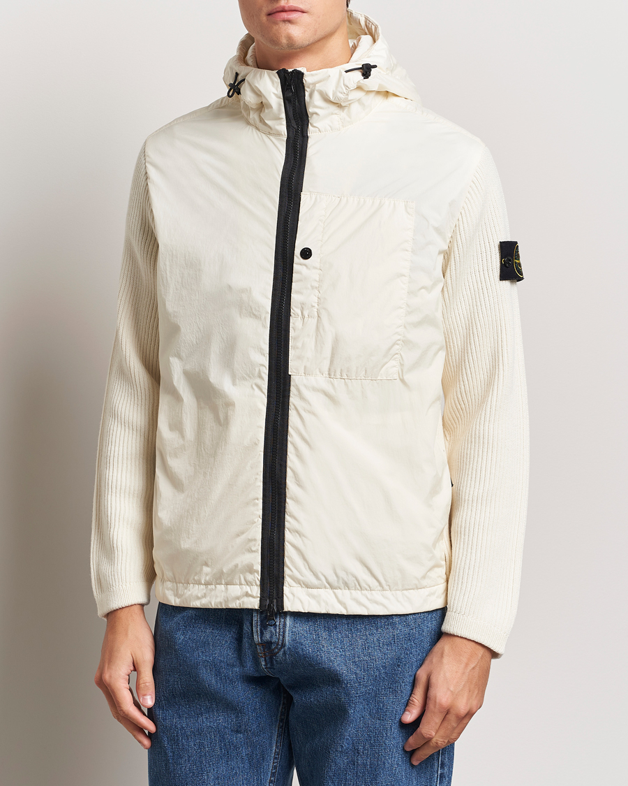 Men |  | Stone Island | Crinkle Reps Hybrid Wool Jacket Natural