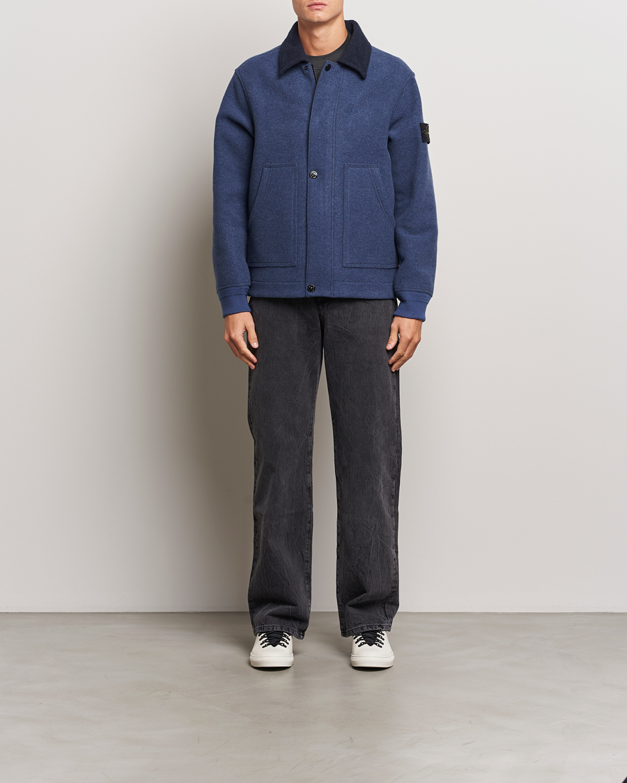 Stone Island Panno Speciale Wool Nylon Jacket Royal Blue at CareOfCarl