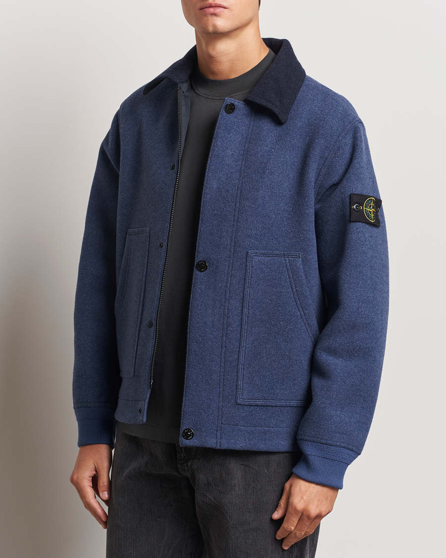 Stone Island Panno Speciale Wool Nylon Jacket Royal Blue