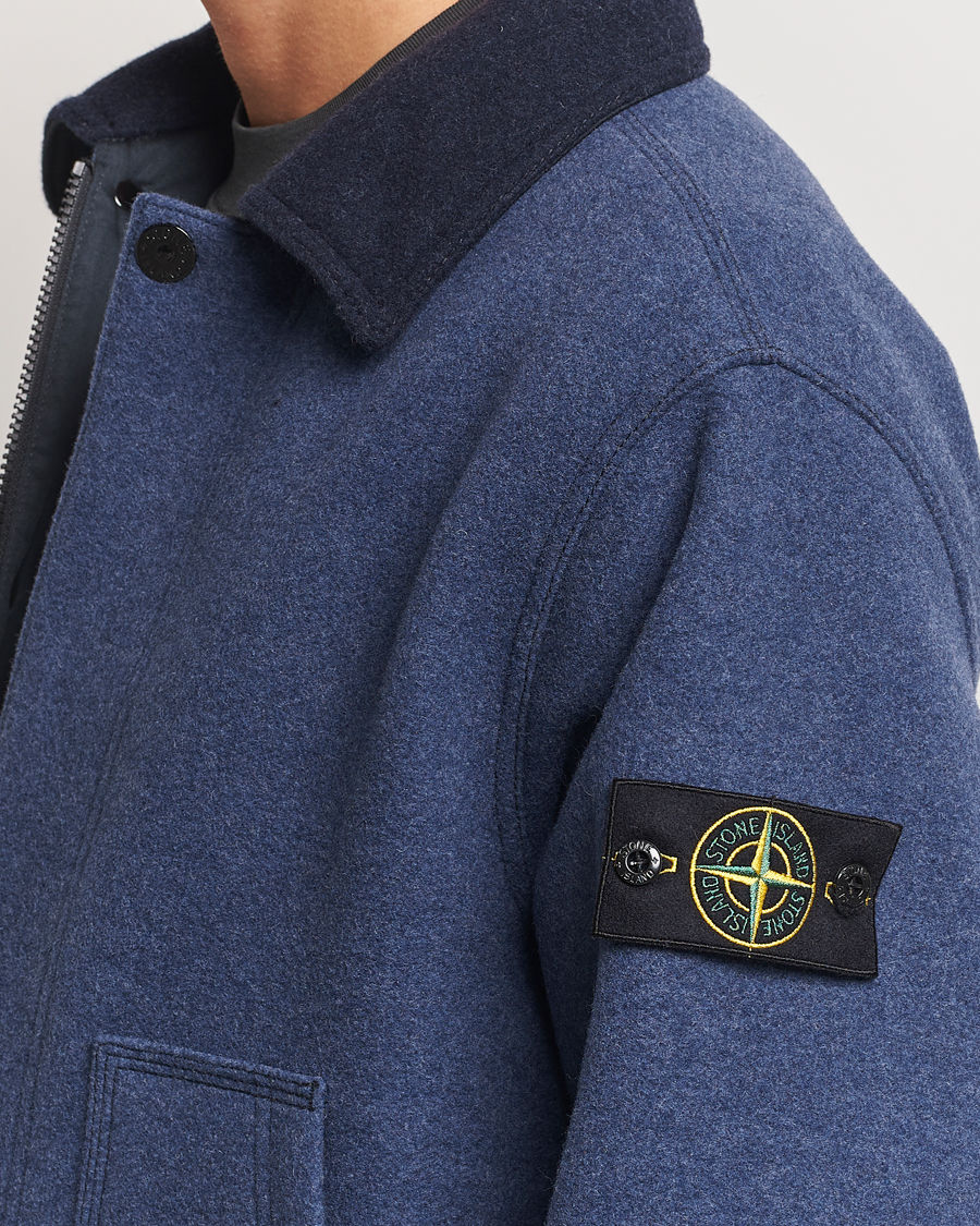 Stone Island Panno Speciale Wool Nylon Jacket Royal Blue at CareOfCarl.com