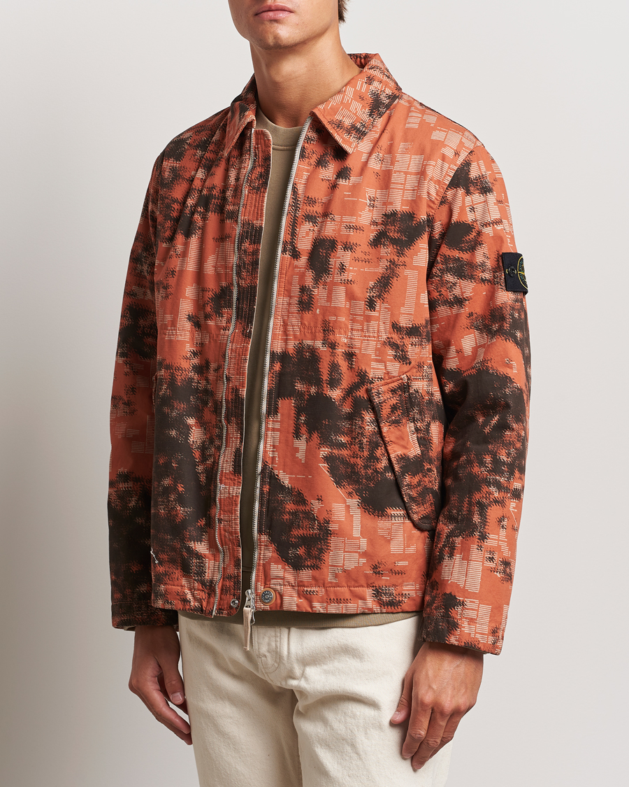 Men | Autumn Jackets | Stone Island | David Light TC Garment Dyed Camo Jacket Orange