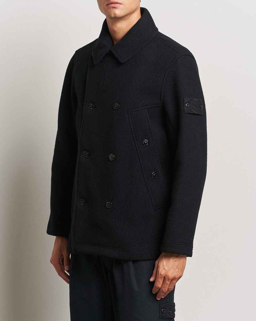 Men |  | Stone Island | Ghost Wool/Cashmere Peacoat Black