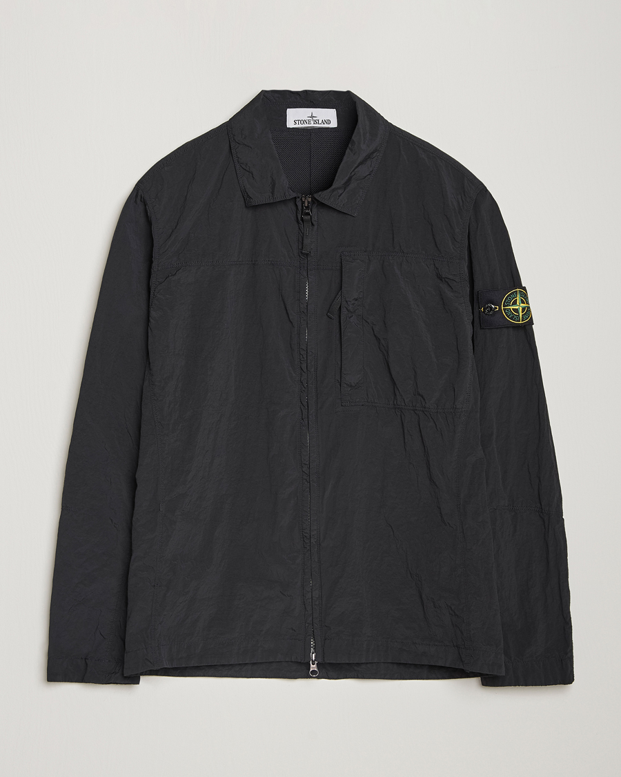 Stone Island Nylon Metal Zip Overshirt Black at CareOfCarl.com