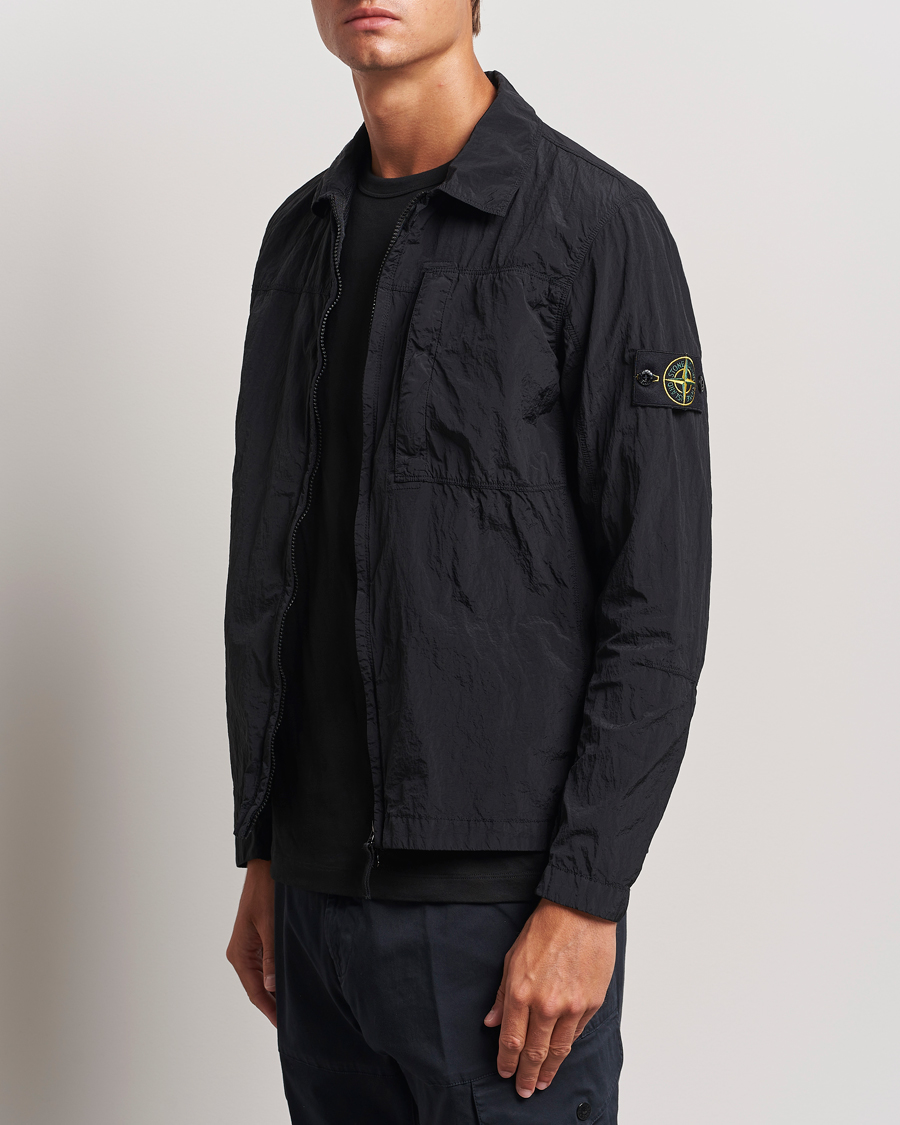 Men | Overshirts | Stone Island | Nylon Metal Zip Overshirt Black