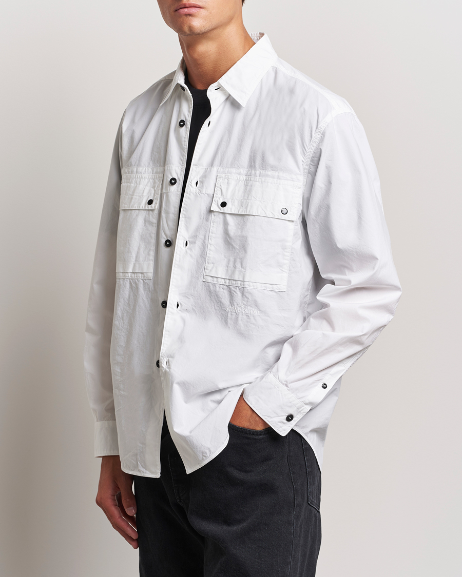 Men |  | Stone Island | Garment Dyed Cotton Canvas Overshirt White