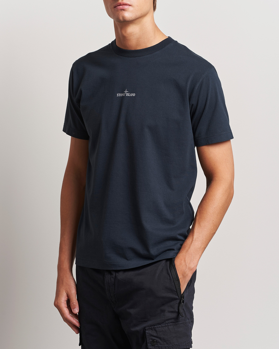 Men |  | Stone Island | Garment Dyed Jersey Logo T-Shirt Navy Blue