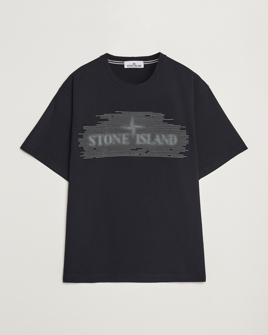 Stone Island Garment Dyed Embroidery Logo T-Shirt Black at CareOfCarl.com