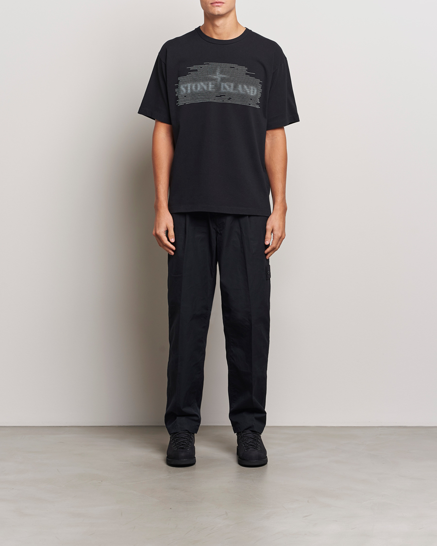 Stone Island Garment Dyed Embroidery Logo T-Shirt Black at CareOfCarl.com