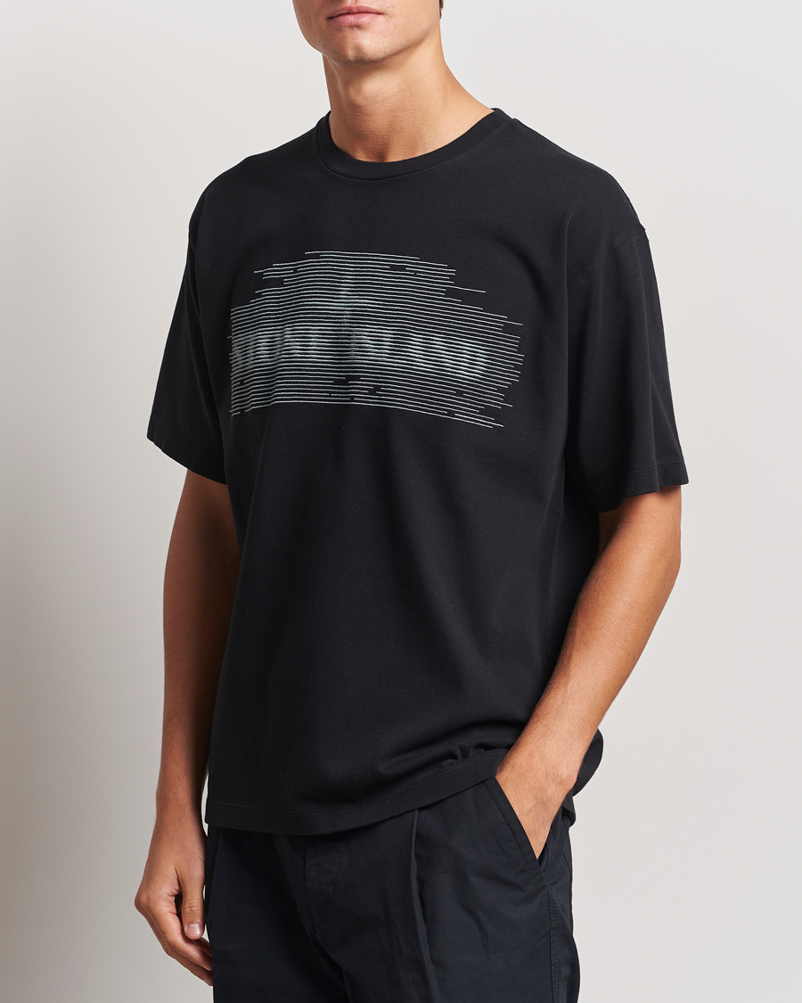 Stone Island Garment Dyed Embroidery Logo T-Shirt Black at CareOfCarl.com