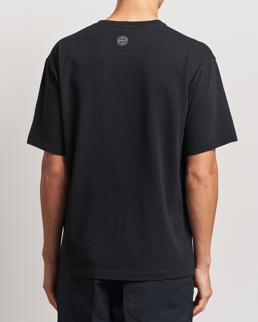 Stone Island Garment Dyed Embroidery Logo T-Shirt Black at CareOfCarl.com