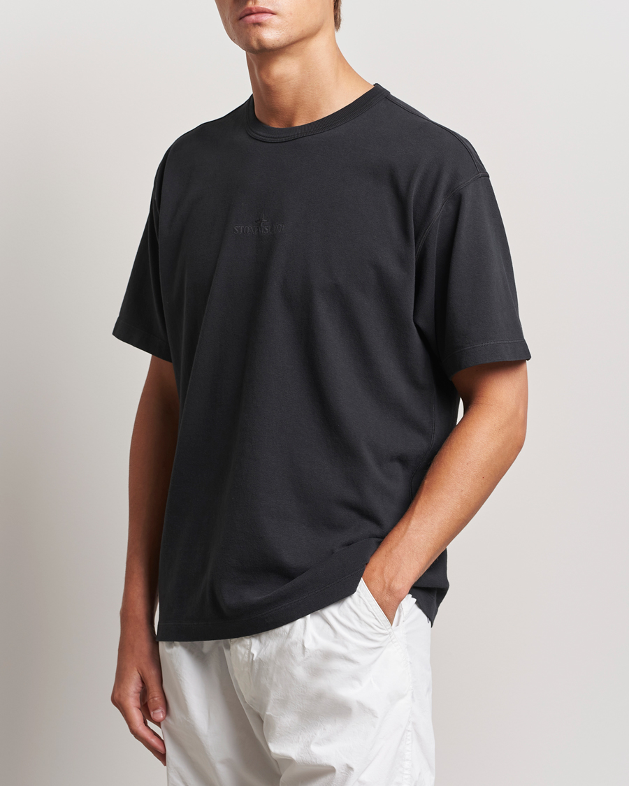 Men |  | Stone Island | Old Dyed Cotton Logo T-Shirt Black